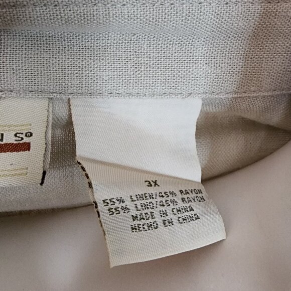 Expressions Plus Dress Womens Size 3X Linen Blend Neutral Tan Button Front - Picture 6 of 7